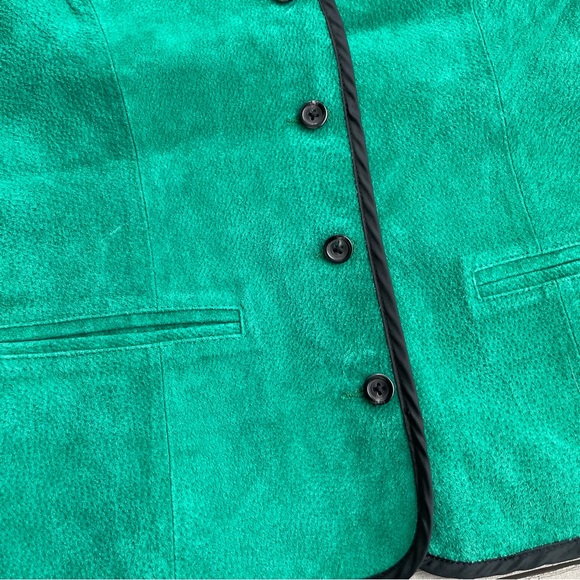 Diane Von Furstenberg The Color Authority Vest  Green Leather Suede Buttoned S - Picture 2 of 5